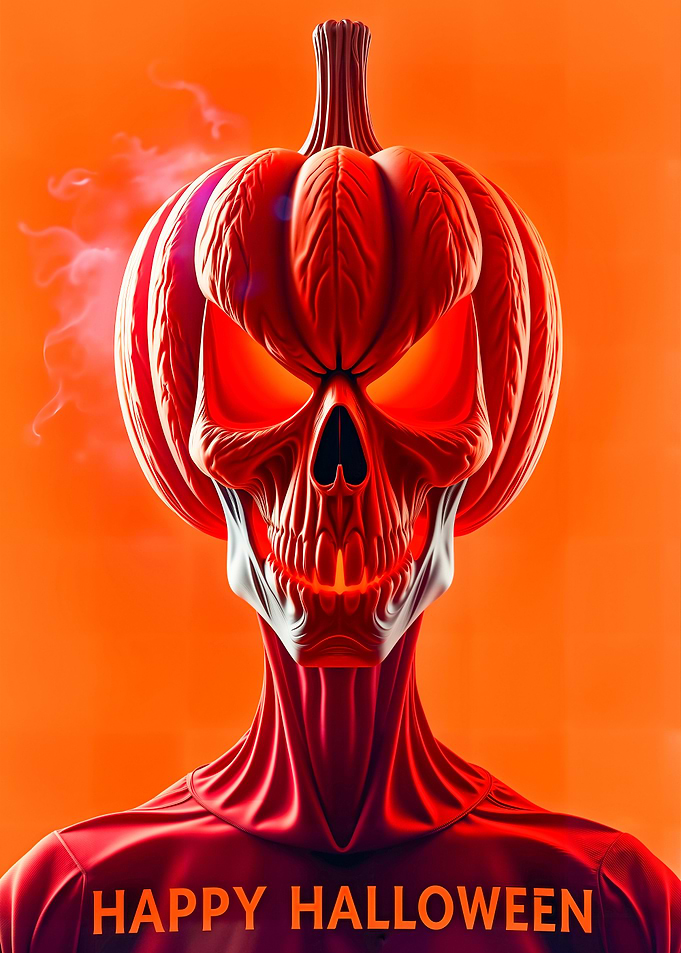 Pumpkin King | Fiery Halloween Skull Poster