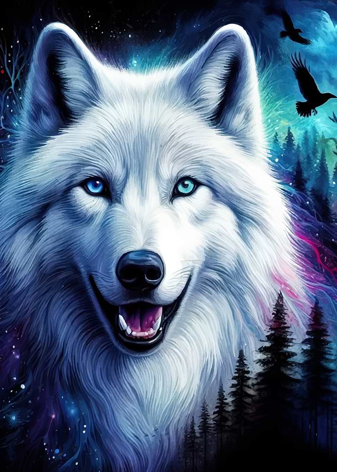 Majestic Wolf Portrait Forest