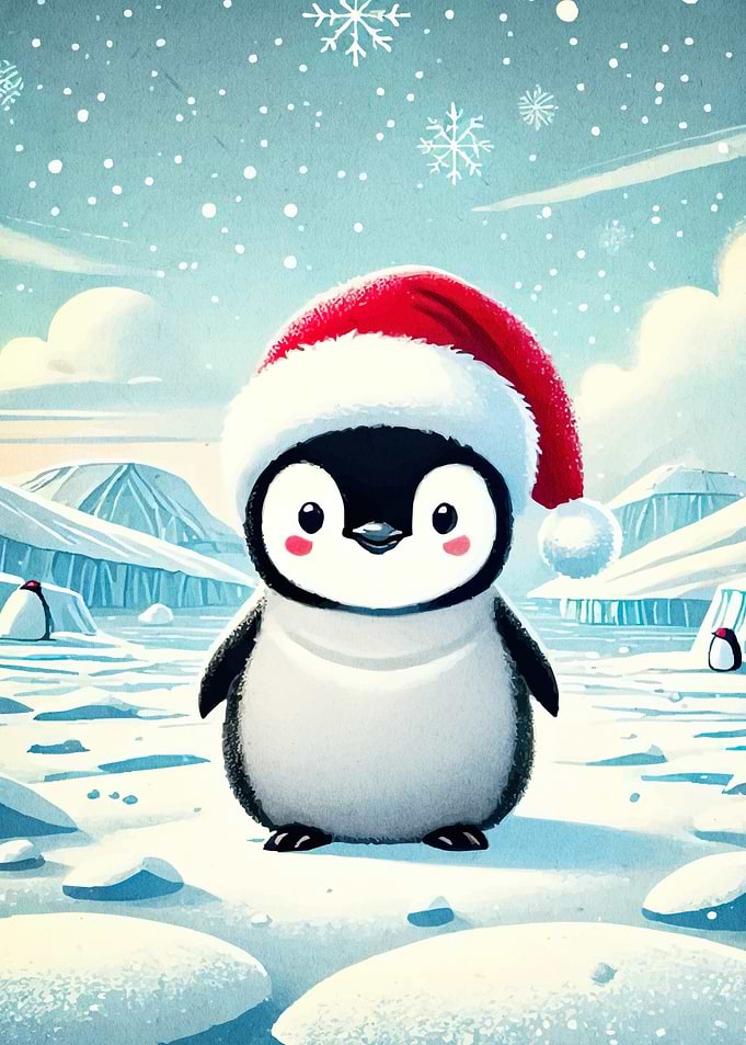 Cute Penguin Santa Hat