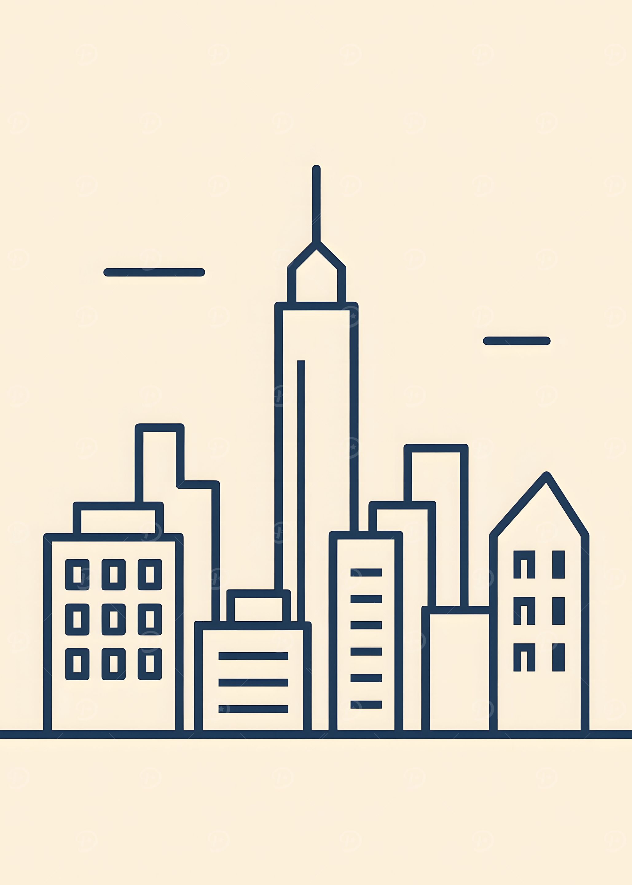 Minimalist Cityscape Line Art