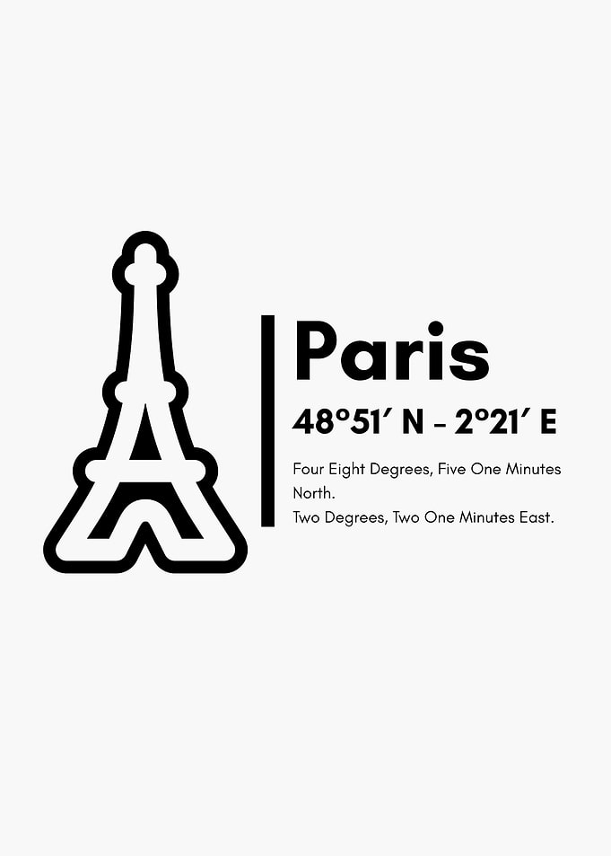 Paris Coordinates Minimalist Art