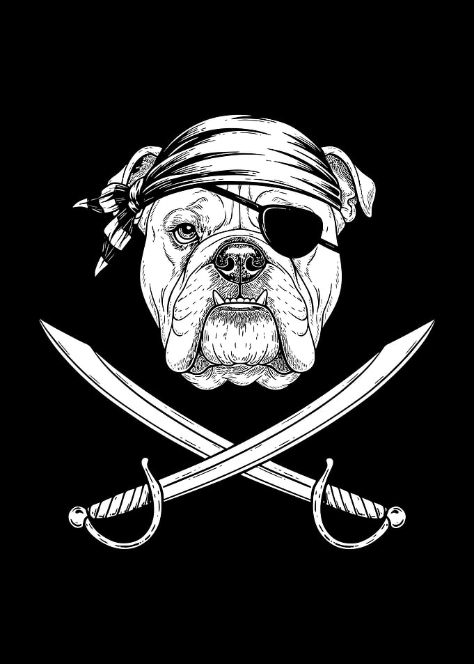 Pirate Bulldog with Swords
