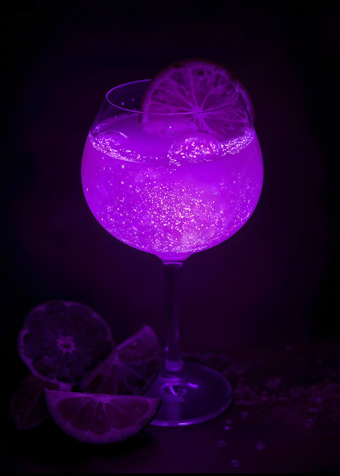 Purple Cocktail with Citrus Fruit