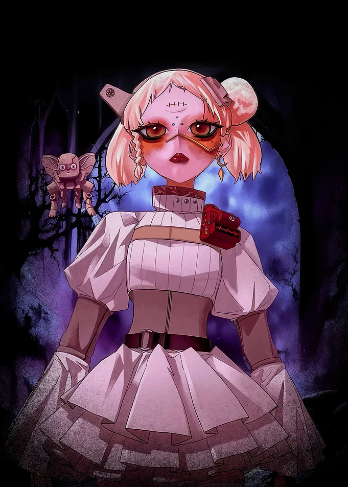 Anime Girl with Steampunk Companion