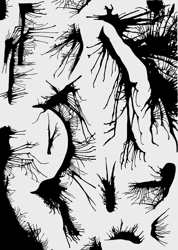 Abstract Black Ink Splatter Pattern