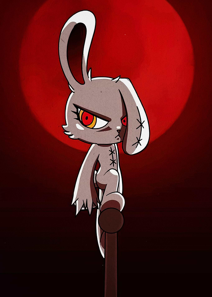 Creepy Bunny with Red Eyes
