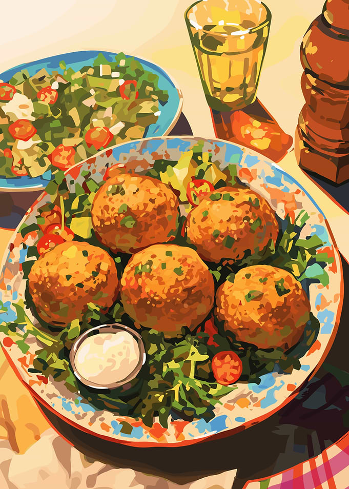 Falafel Plate with Salad and Drink