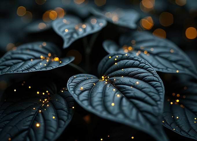 Dark Leaves with Golden Light