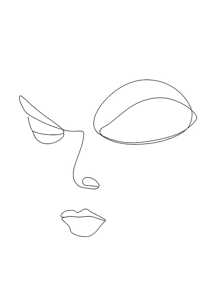 Minimalist Line Art Anime Face