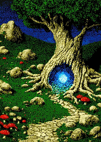 Pixel Art Tree Portal Landscape