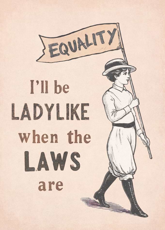 Pink Vintage Suffragist Poster with Feminist Quote