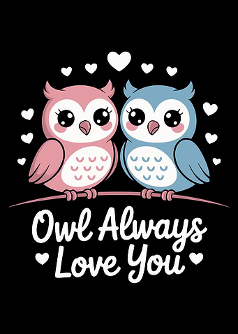 Cute Owls in Love Pun