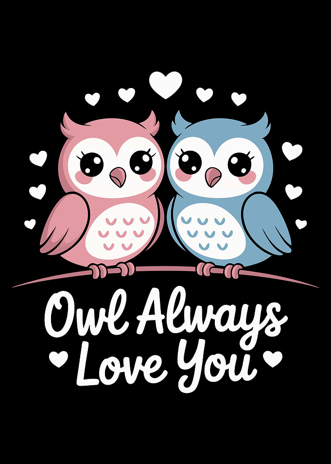 Cute Owls in Love Pun