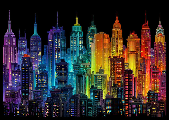 Rainbow Cityscape America New York