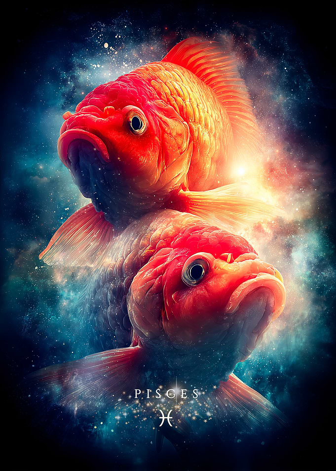 Pisces Zodiac Sign with Two Fish