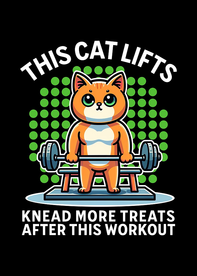 Weightlifting Cat Cartoon