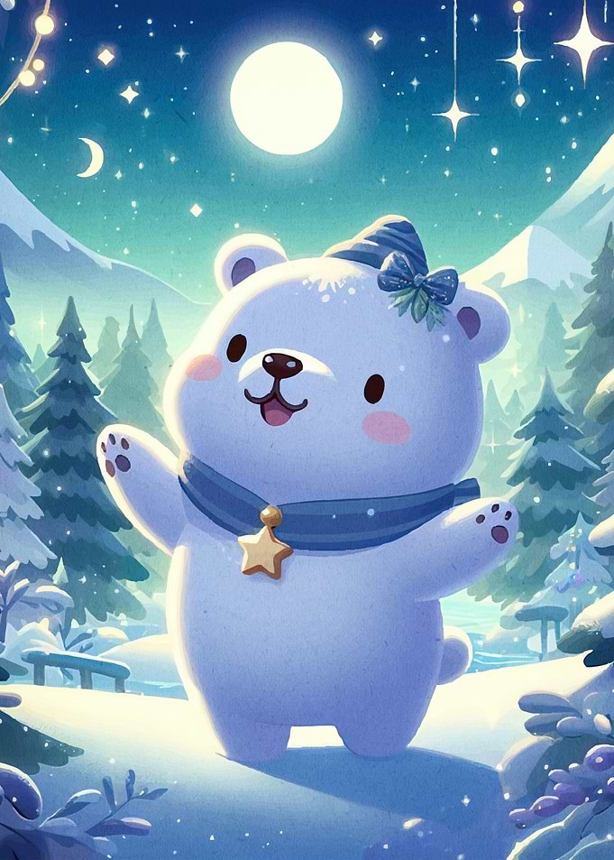 Winter Bear Snowy Landscape