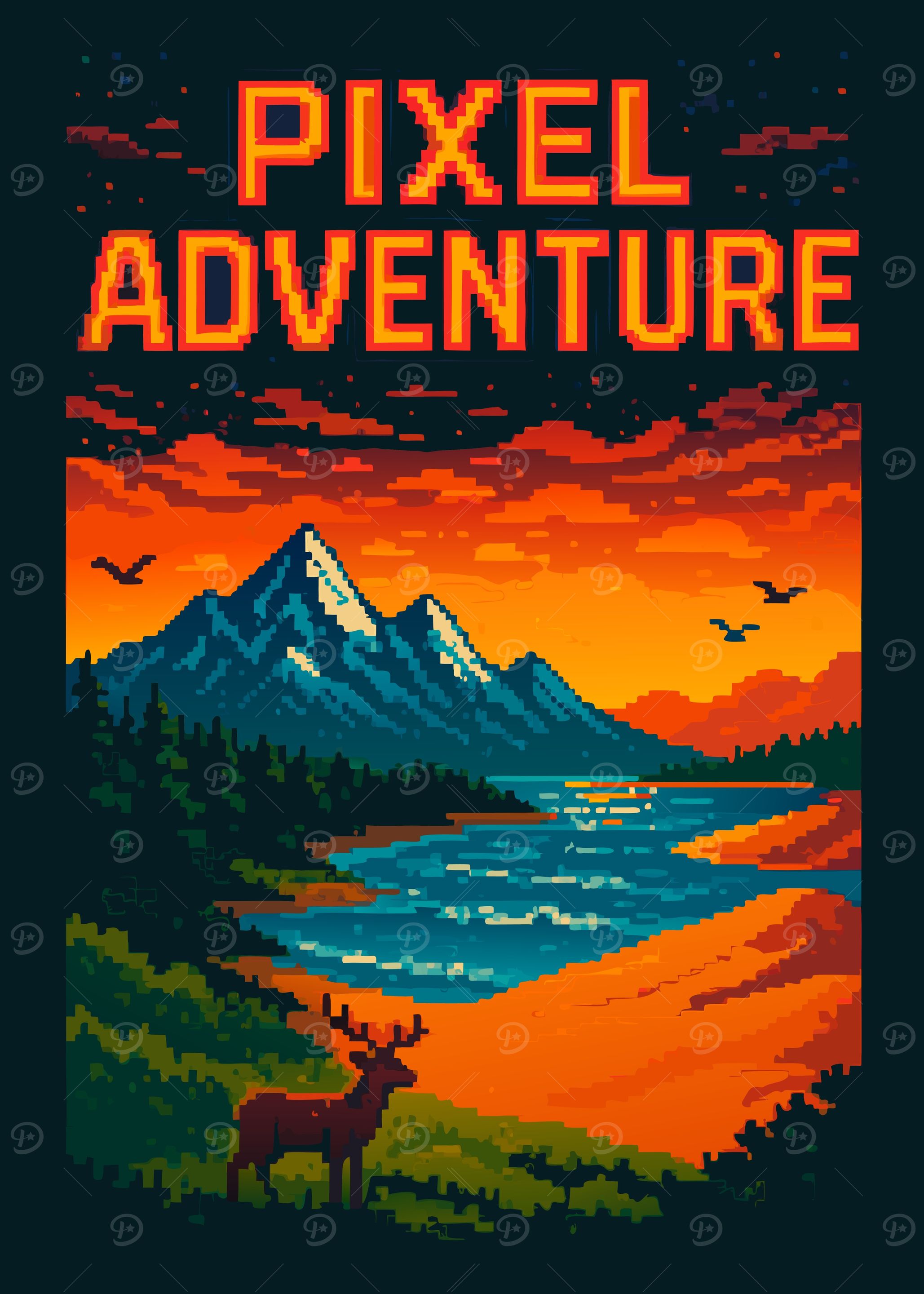 Pixel Adventure Landscape with Deer