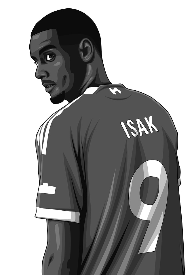 Alexander Isak Black and White Version