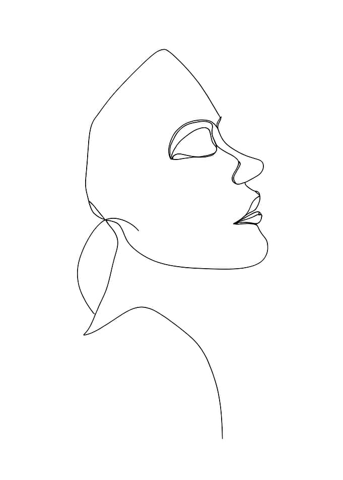 Minimalist Line Art Woman Profile