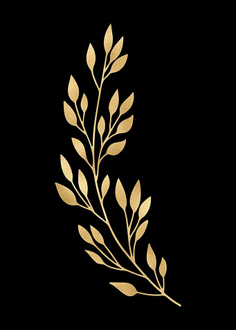Golden Leaf Branch on Black