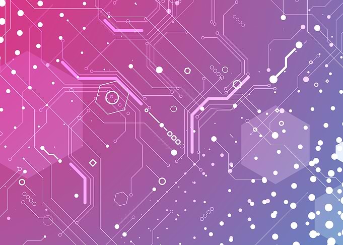 Abstract Circuit Board Pink and Blue