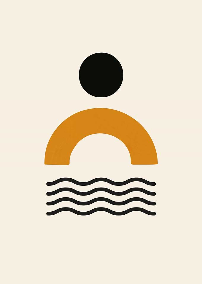 Circle Arch Wavy Lines Minimalist Shapes