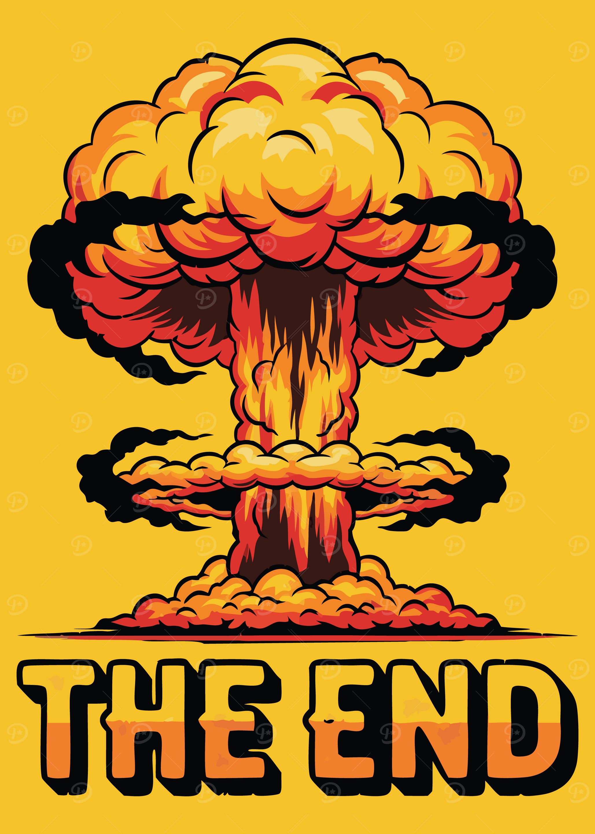 Cartoon Nuclear Explosion with Text