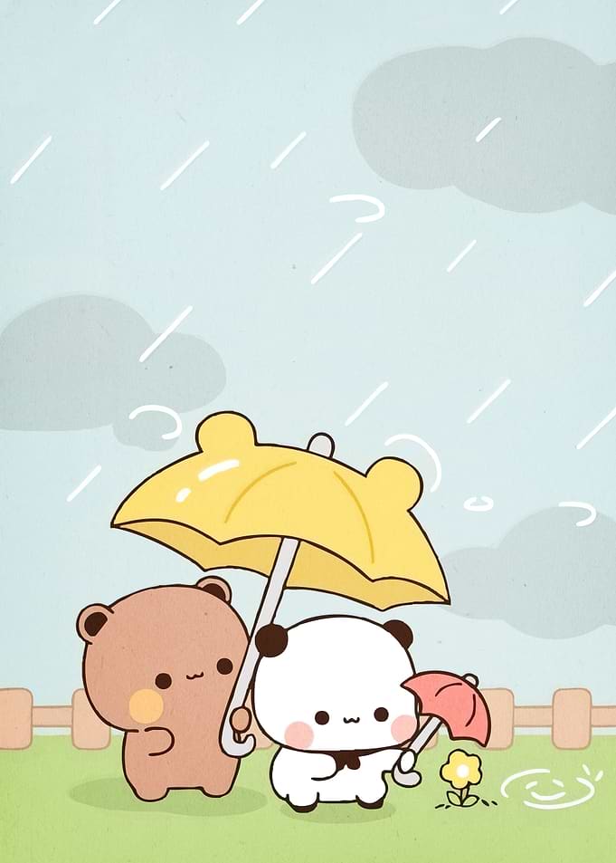 Cute Bears Umbrellas Rain
