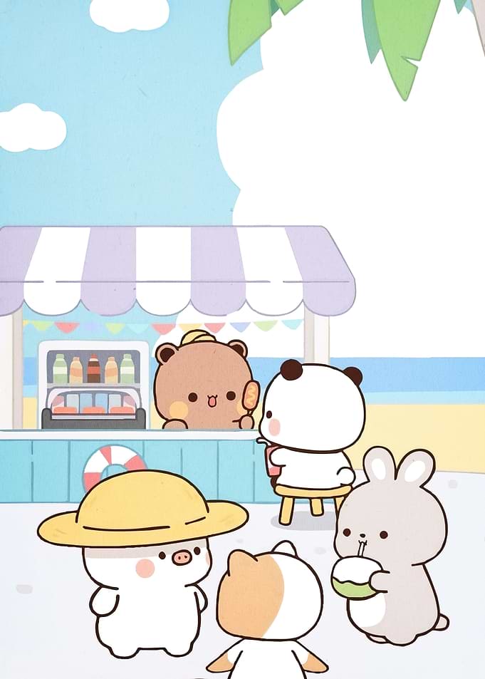 Cute Cartoon Animals Beach
