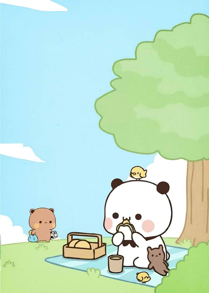 Cute Bears Picnic Cartoon