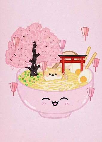 Kawaii Ramen Bowl with Shiba Inu