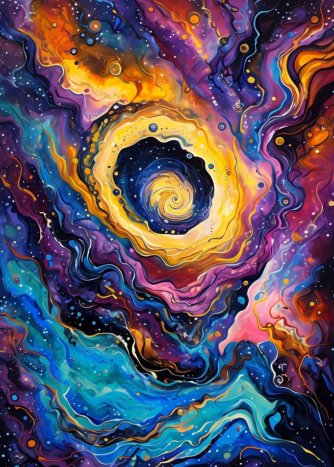 Colorful Abstract Space Nebula Painting