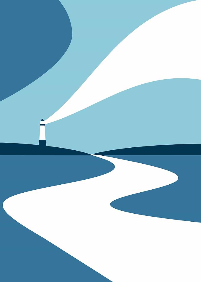 Minimalist Lighthouse Seascape Illustration