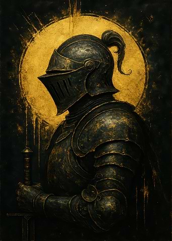 Knight in Armor with Golden Halo