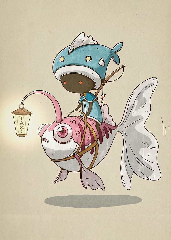 Fish Rider with Taxi Lantern