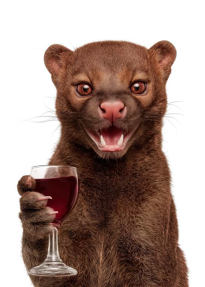 Jaguarundi with Wine Glass