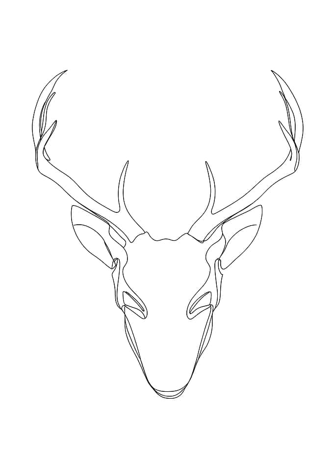 Deer Head Minimalist Line Art