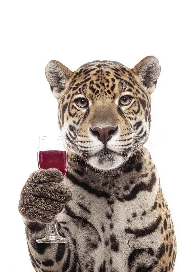Jaguar with Wine Glass