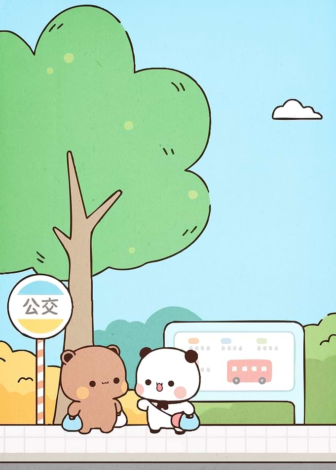 Cartoon Bears Bus Stop