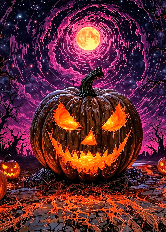 Halloween Pumpkin Glowing Moon