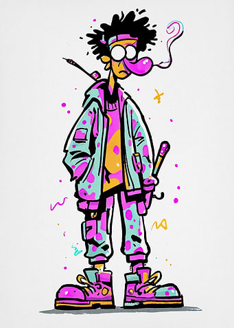 Cartoon Character with Colorful Outfit
