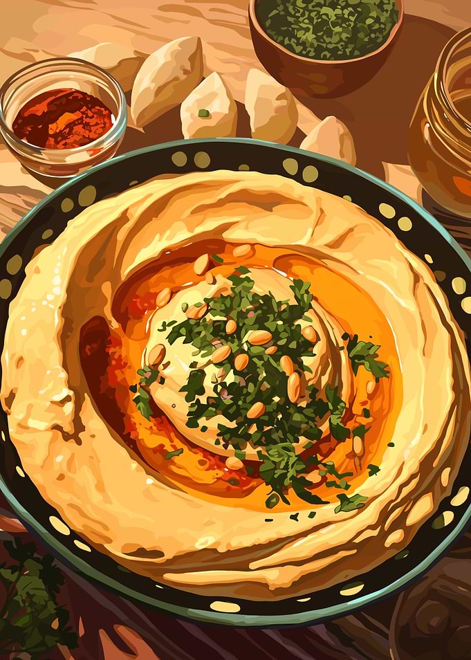 Hummus Bowl with Toppings and Sides