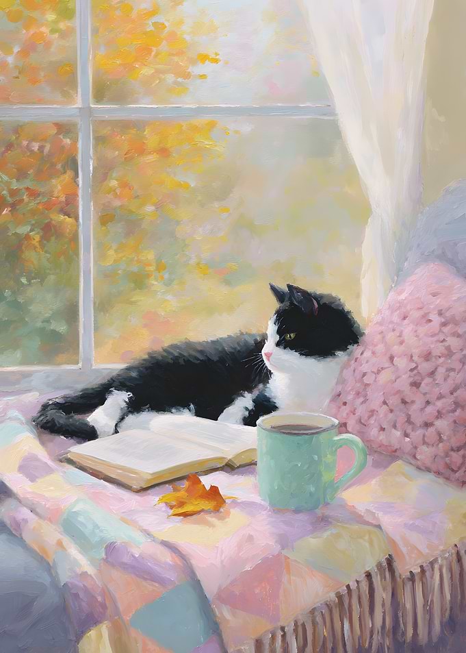 Cozy Autumn Cat by the Window