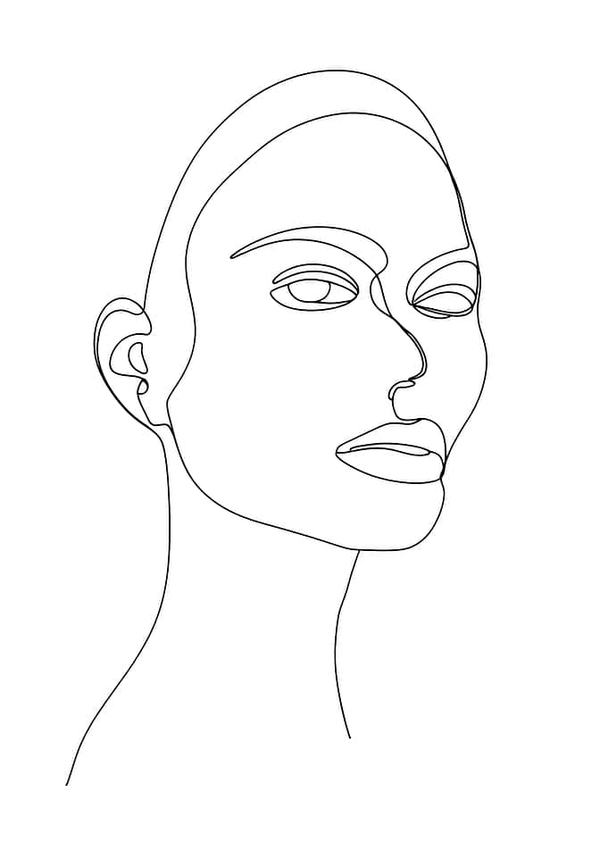 Minimalist Woman Portrait Line Art