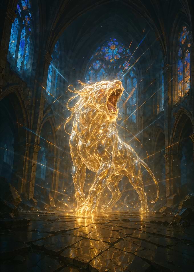 Golden Lion in Gothic Cathedral