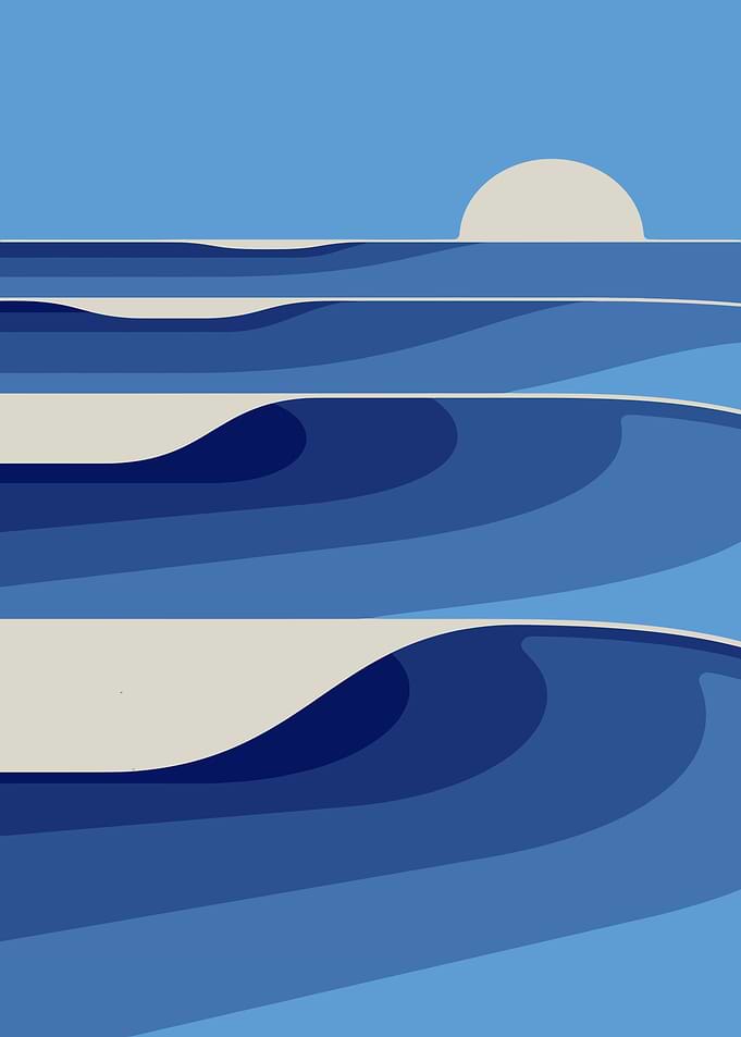 Abstract Ocean Waves and Sun