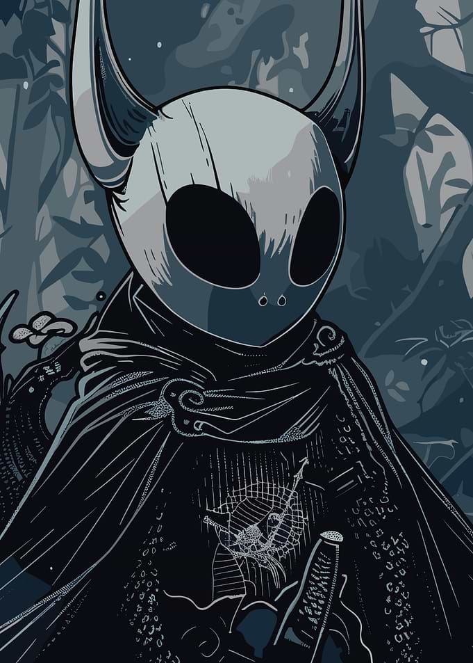 Hollow Knight character in forest setting