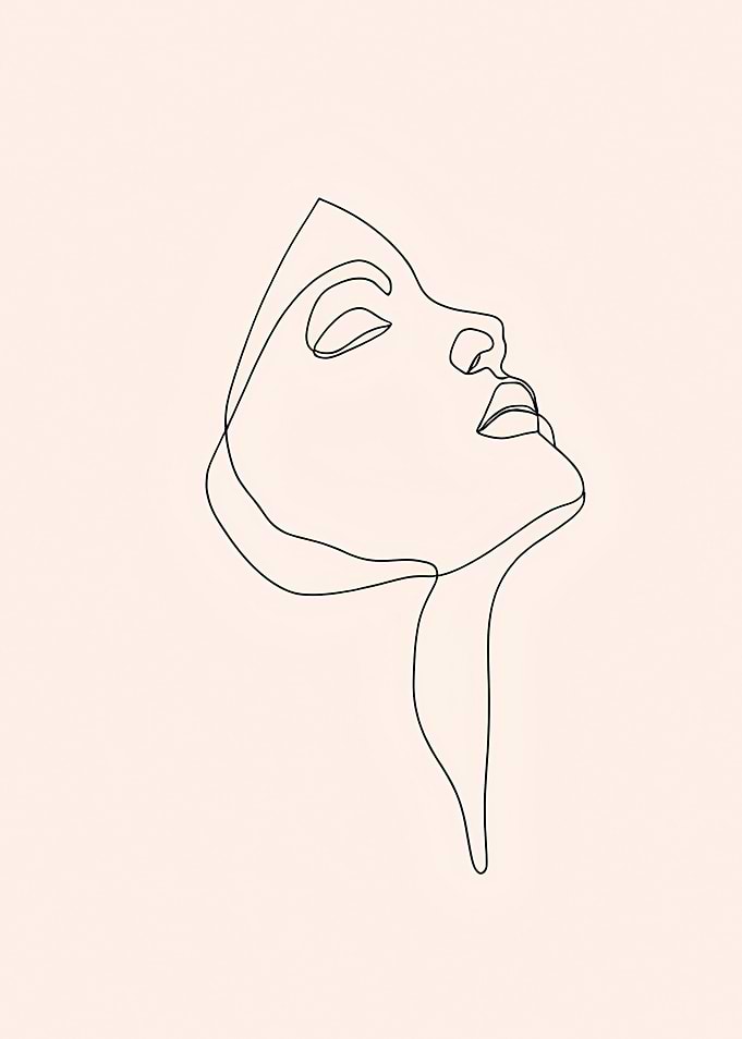Minimalist Woman Face Line Art