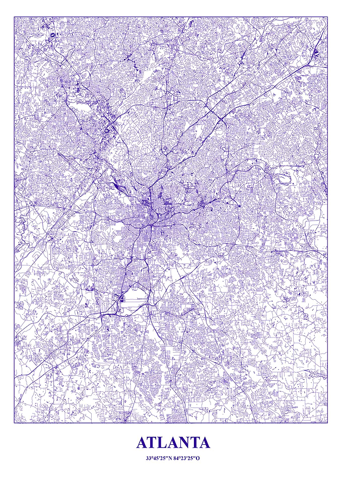 Atlanta City Map - Purple Lines